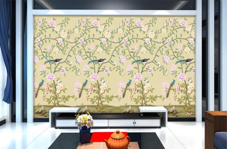 3D Little Flower Bird WC20 Wall Murals Wallpaper AJ Wallpaper 2