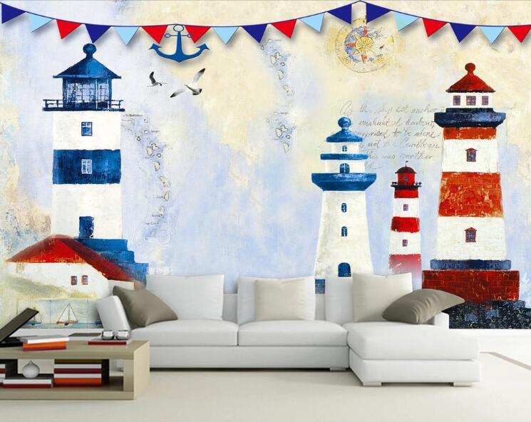 3D Lighthouse Bird WC1303 Wall Murals