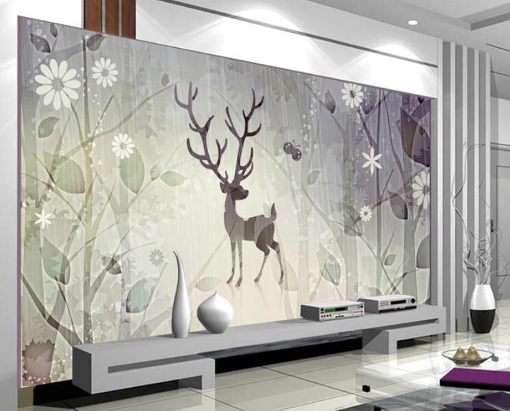 3D White Fawn WC1301 Wall Murals