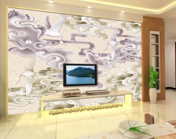 3D White Crane WC1298 Wall Murals