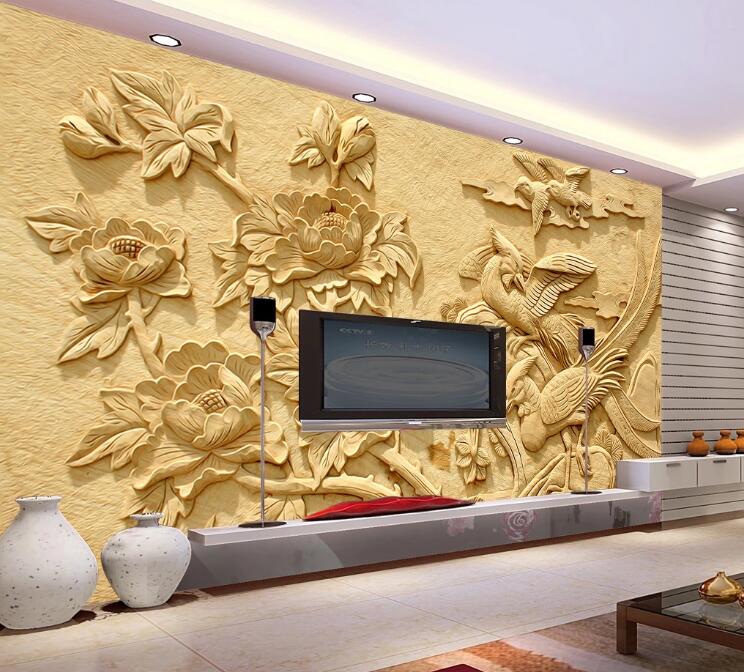 3D Carving Flowers WC06 Wall Murals Wallpaper AJ Wallpaper 2