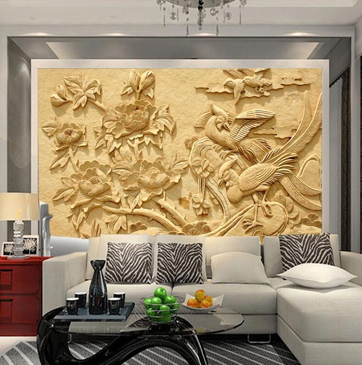 3D Carving Flowers WC06 Wall Murals Wallpaper AJ Wallpaper 2