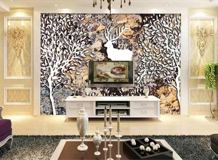 3D White Deer WC320 Wall Murals
