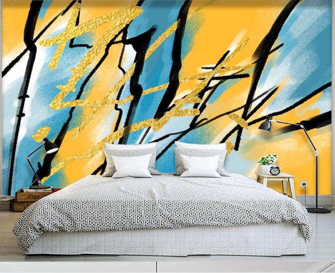 3D Yellow Graffiti WC1075 Wall Murals