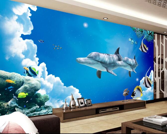 3D Dolphin Stars WC136 Wall Murals