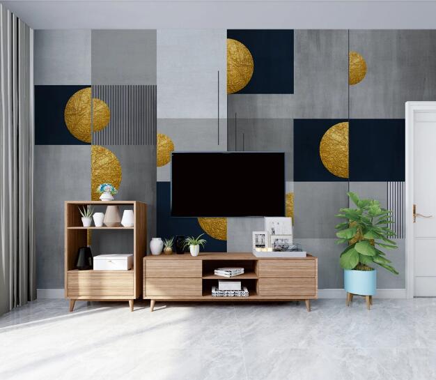3D Golden Semicircle WC2561 Wall Murals