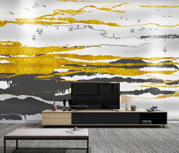 3D Golden River WC1827 Wall Murals