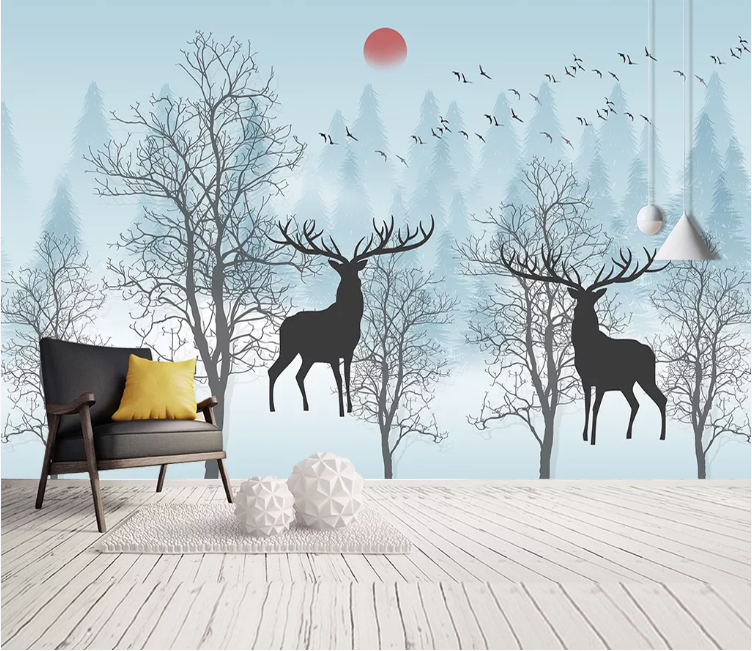 3D Black Fawn WC1930 Wall Murals