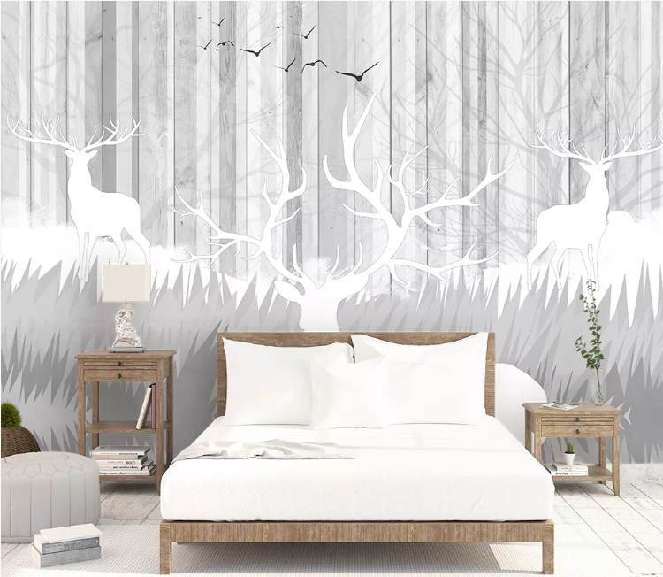 3D White Fawn Bird WC1726 Wall Murals