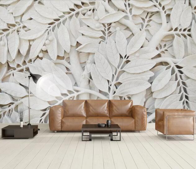 3D Carving Leaves WC935 Wall Murals