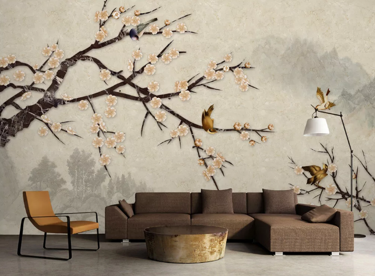 3D Yellow Plum WC375 Wall Murals