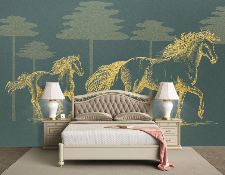 3D Graffiti Yellow Horse WC2510 Wall Murals