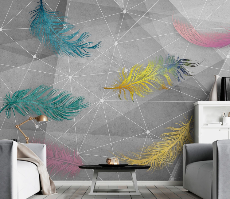 3D Bright Feathers WC2628 Wall Murals