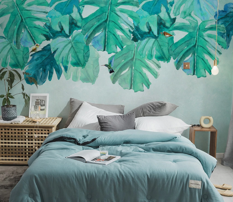 3D Bird Leaves WC2663 Wall Murals