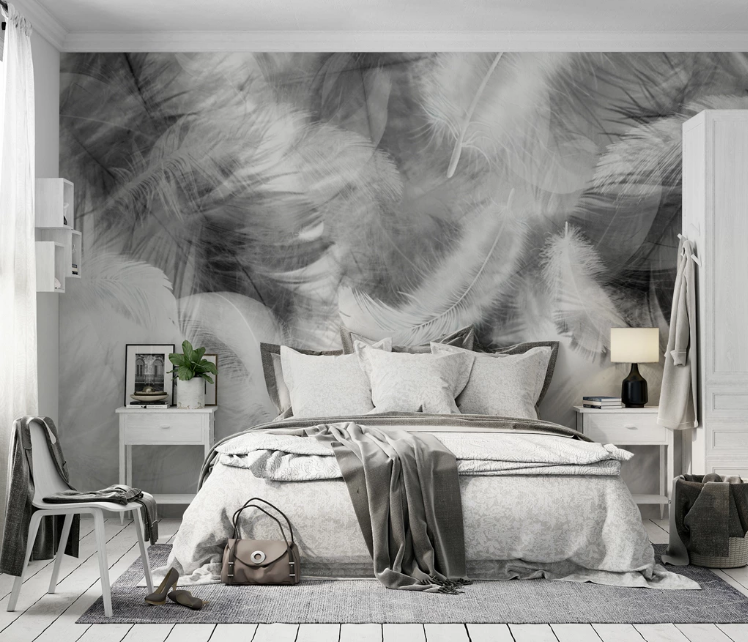 3D Grey Feather WC2655 Wall Murals