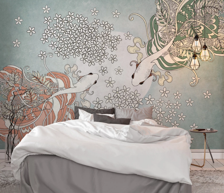 3D Goldfish Flower WC2422 Wall Murals