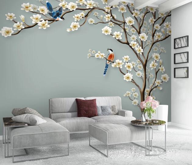 3D Tree Flower Parrot WC2391 Wall Murals