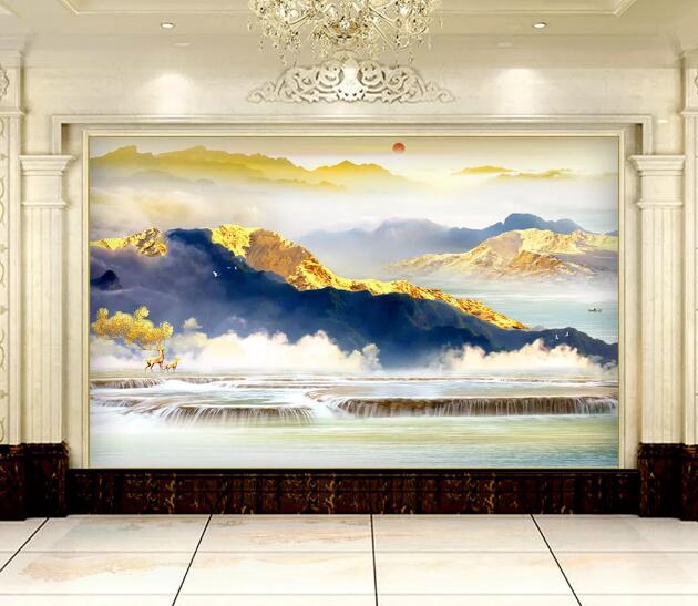 3D River Fawn WC2222 Wall Murals