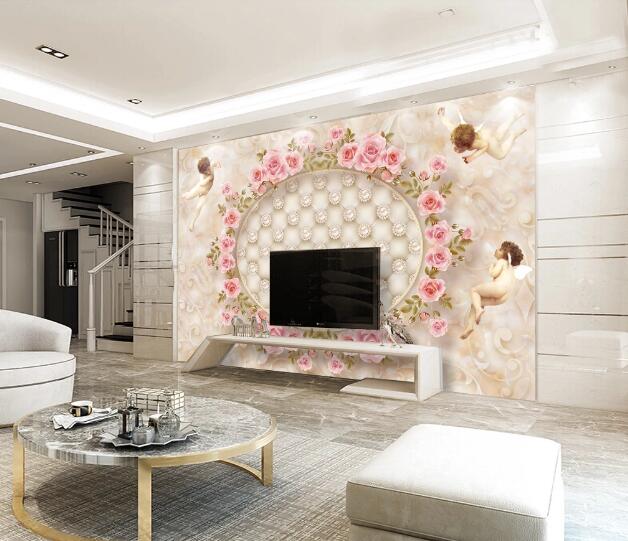 3D Rose Angel Baby WC1558 Wall Murals