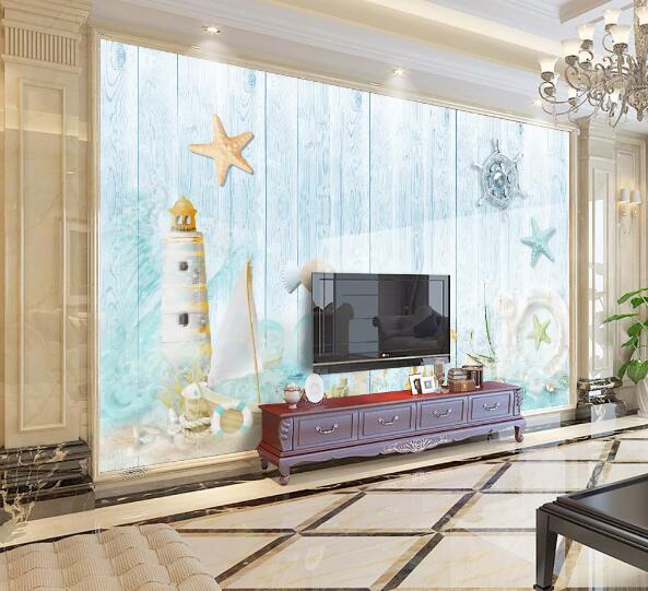 3D Starfish Lighthouse WC229 Wall Murals