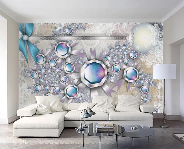 3D Blue Masonry WC217 Wall Murals