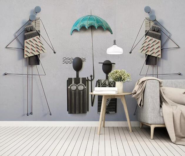 3D Couple Umbrella WC1277 Wall Murals