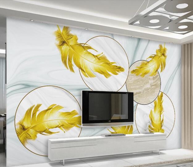 3D Golden Feather WC2779 Wall Murals