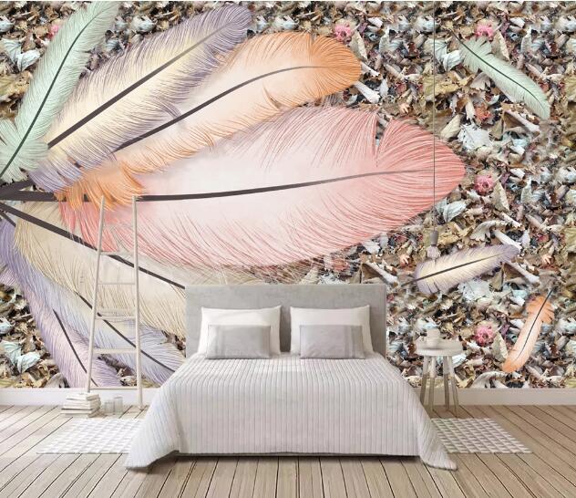3D Pink Feather WC2459 Wall Murals