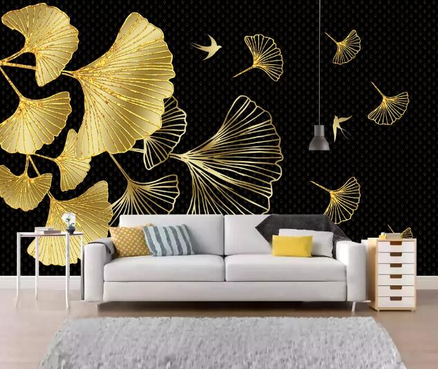3D Swallow Leaves WC2318 Wall Murals