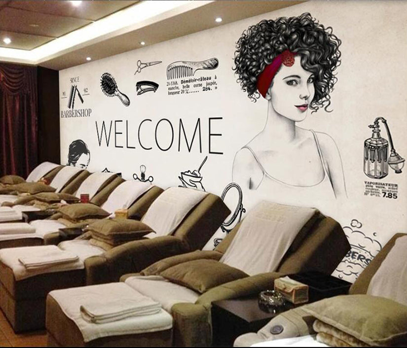 3D Fashion Barber Shop 1563 Wall Murals