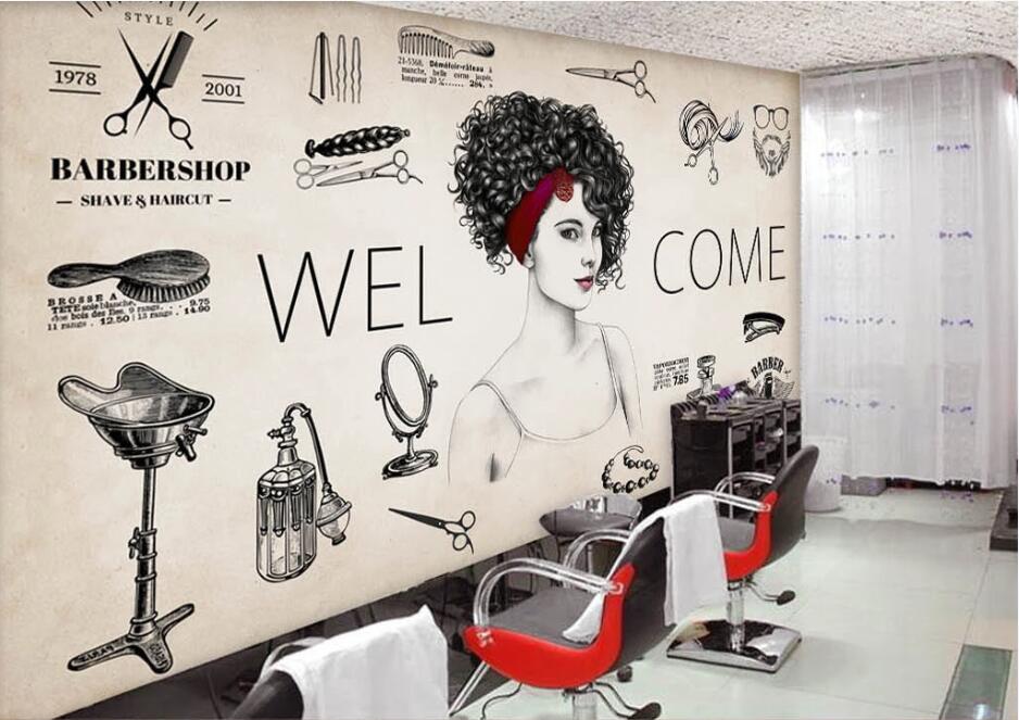 3D Curly Girl 1561 Wall Murals