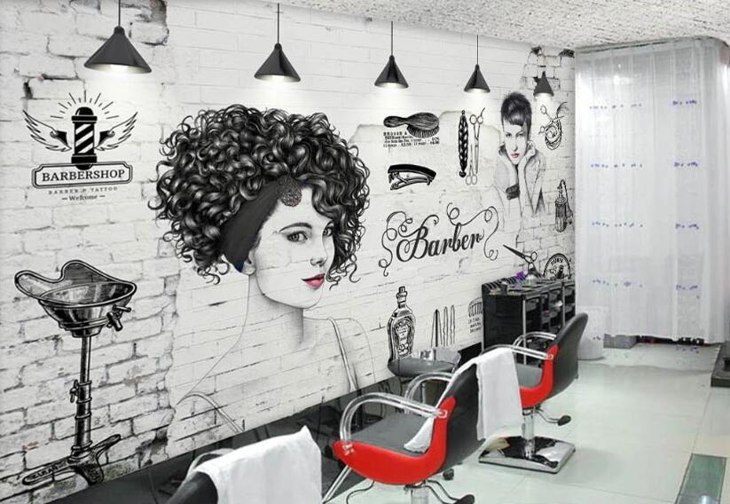 3D Curly Girl 1560 Wall Murals