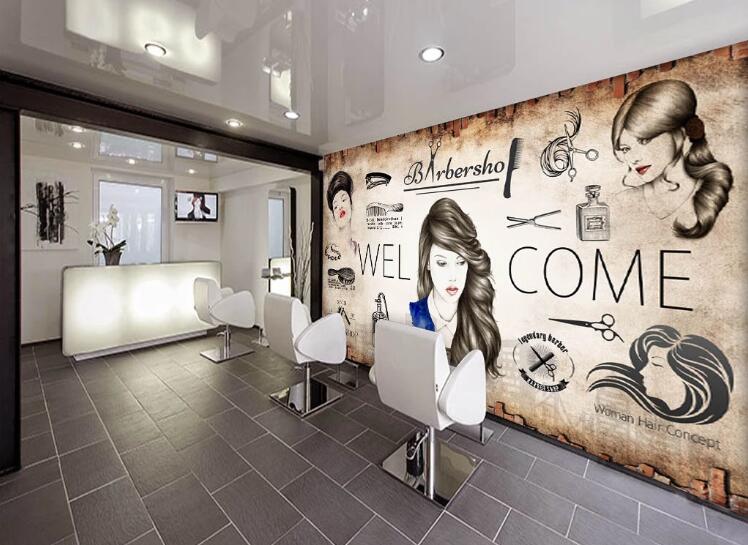 3D Fashion Barber Shop 1562 Wall Murals