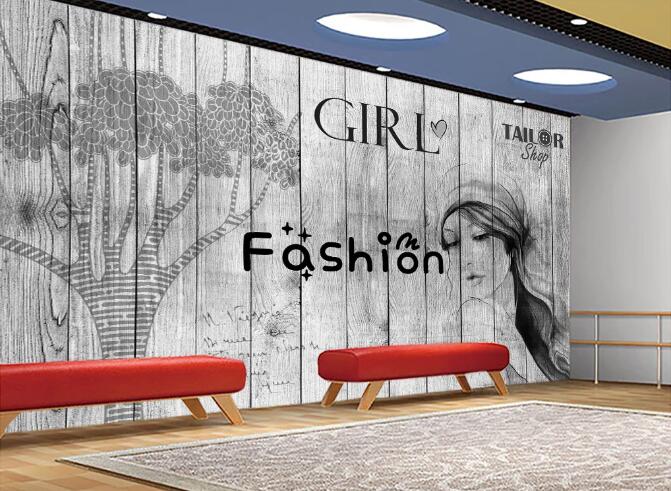 3D Girl Tree 1602 Wall Murals