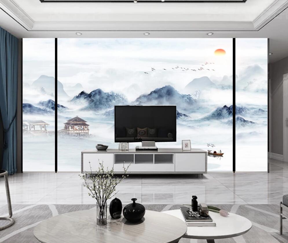 3D Light Blue Landscape In The Distance 1702 Wall Murals