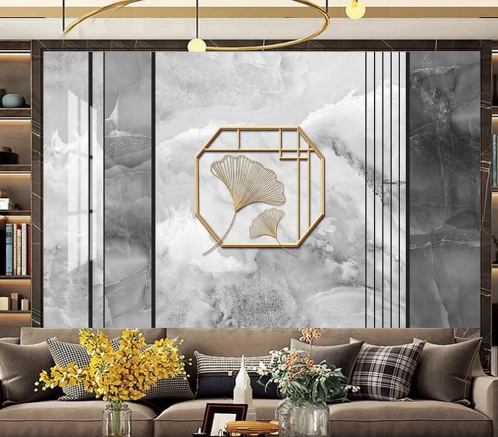 3D Classical Gold Thread Ginkgo 1688 Wall Murals