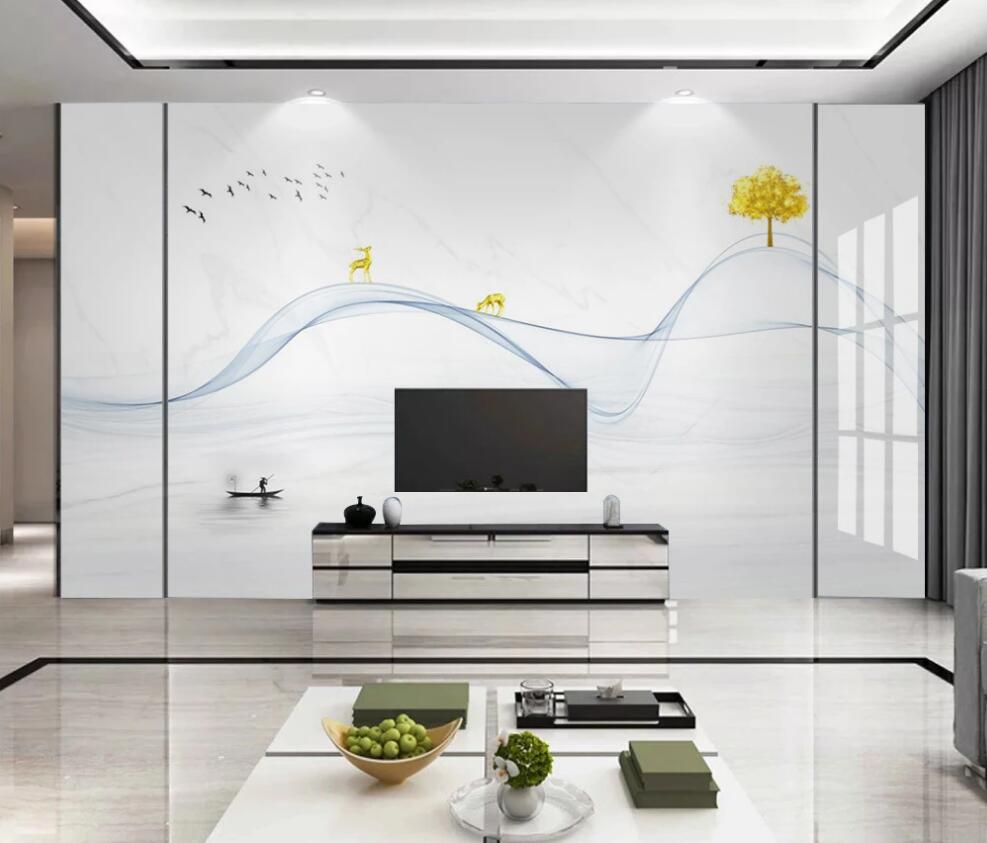 3D Thin Blue Ribbon 1687 Wall Murals