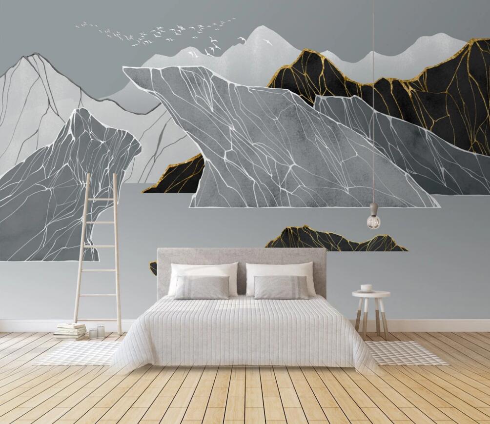 3D Three-color Irregular Mountains 1673 Wall Murals