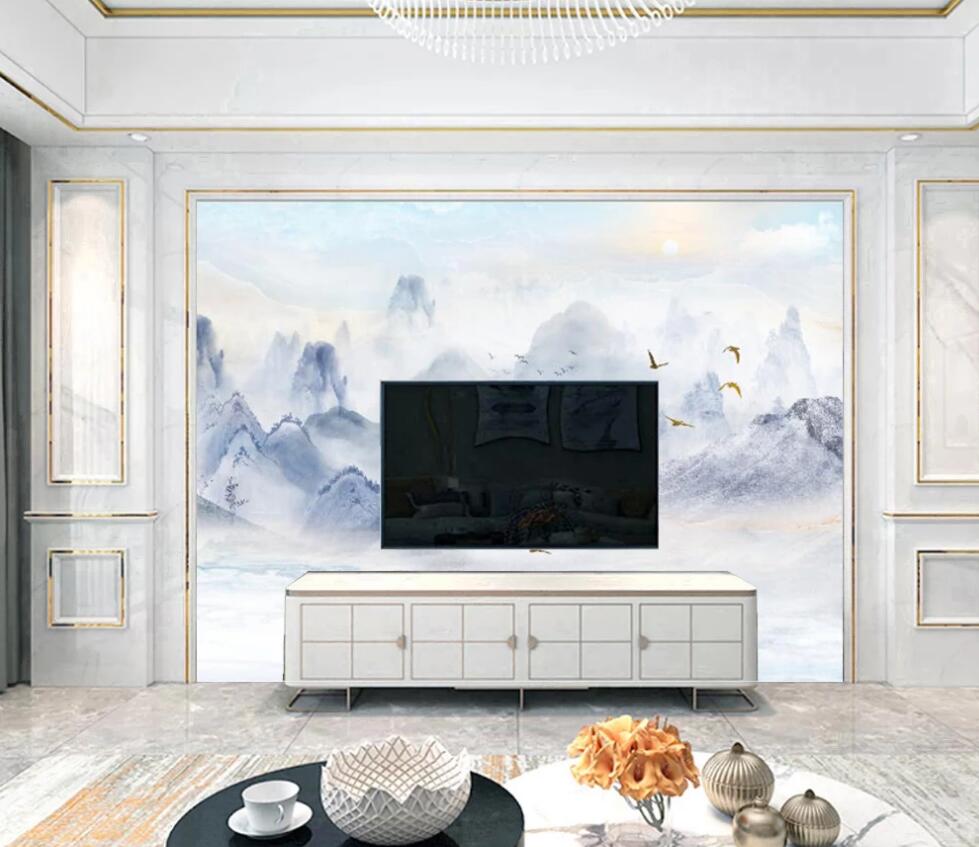 3D Free Birds On The Blue Mountains 1666 Wall Murals