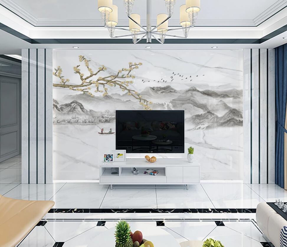 3D Yellow Flowers In Pale Colors 1672 Wall Murals