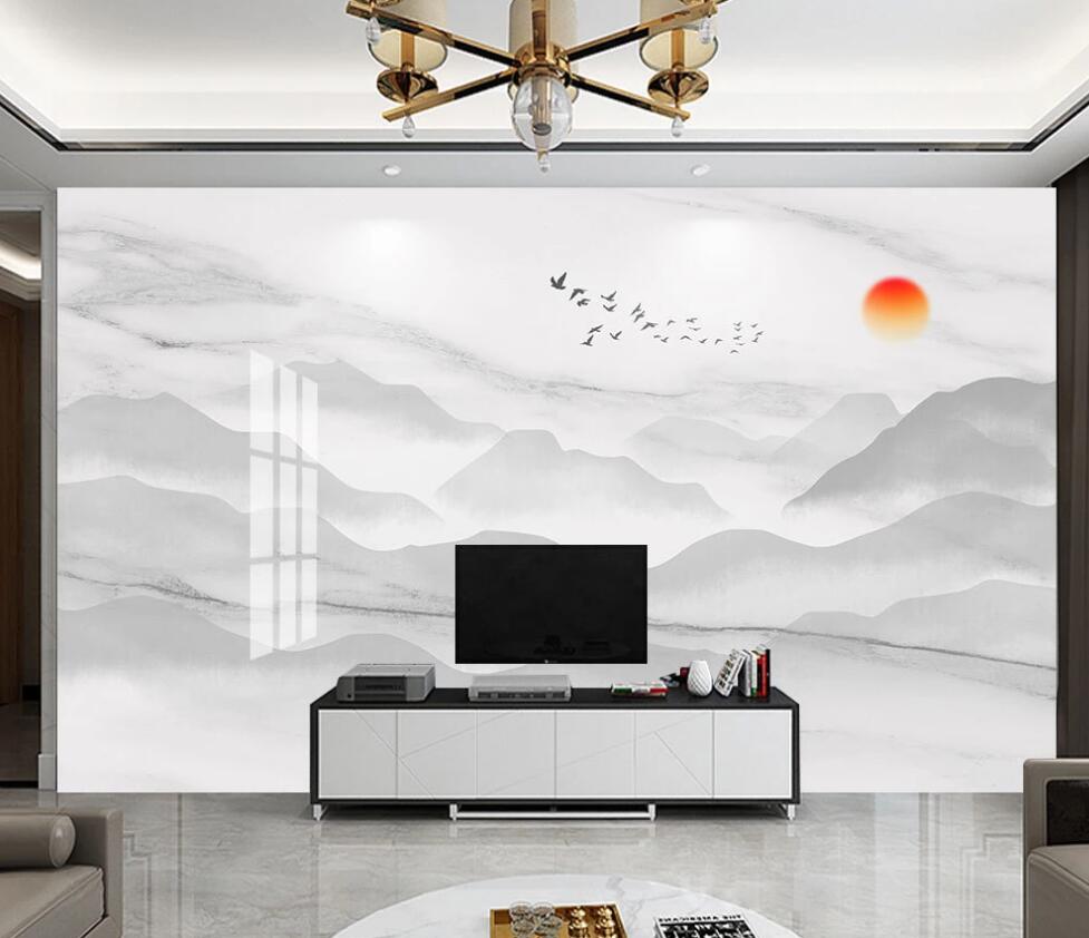 3D The Rolling Mountains Of Faded Ink 1637 Wall Murals