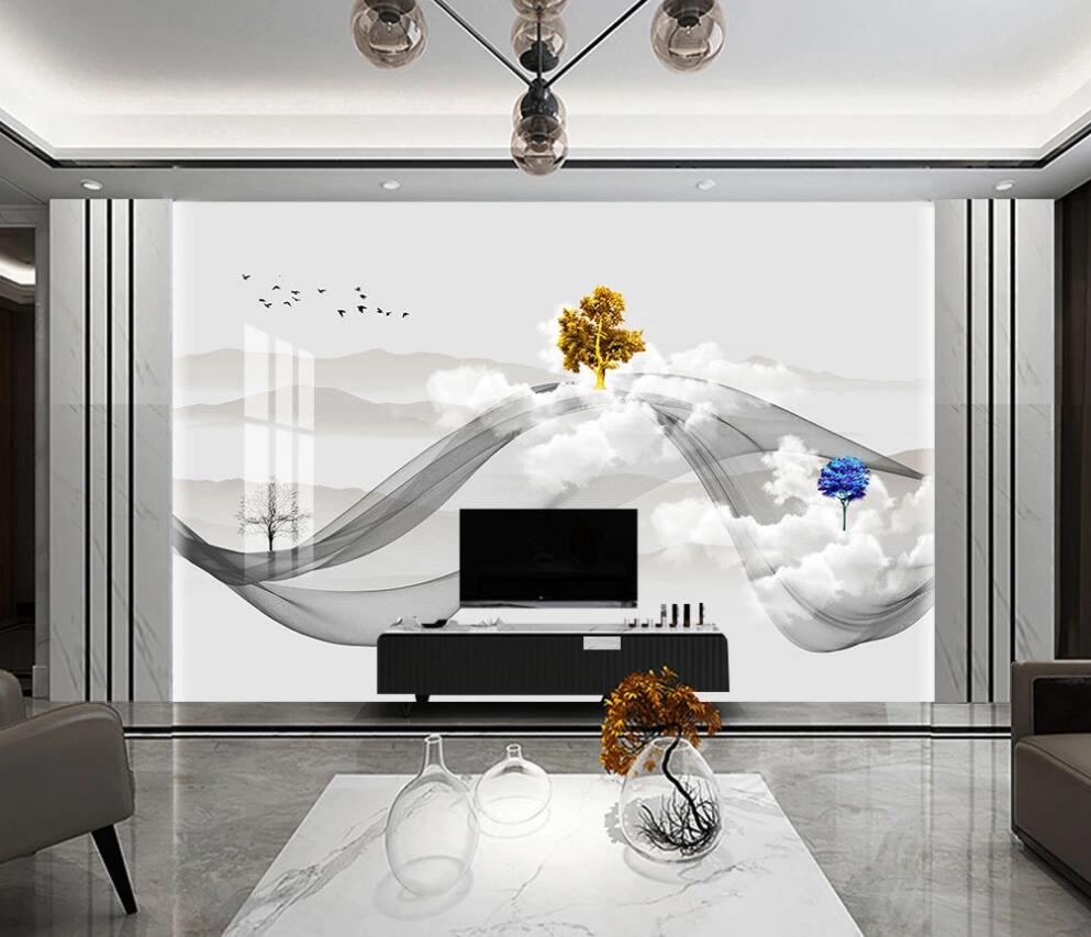 3D Dark Golden Tree 1625 Wall Murals