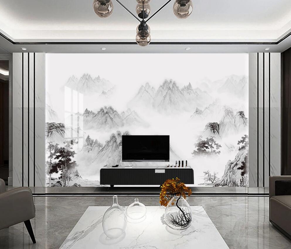 3D Quiet Mountain Peak 1612 Wall Murals