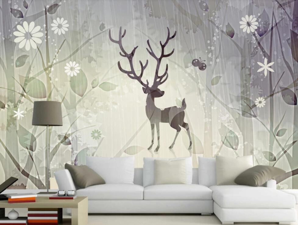 3D Misty And Mysterious Deer 1116 Wall Murals