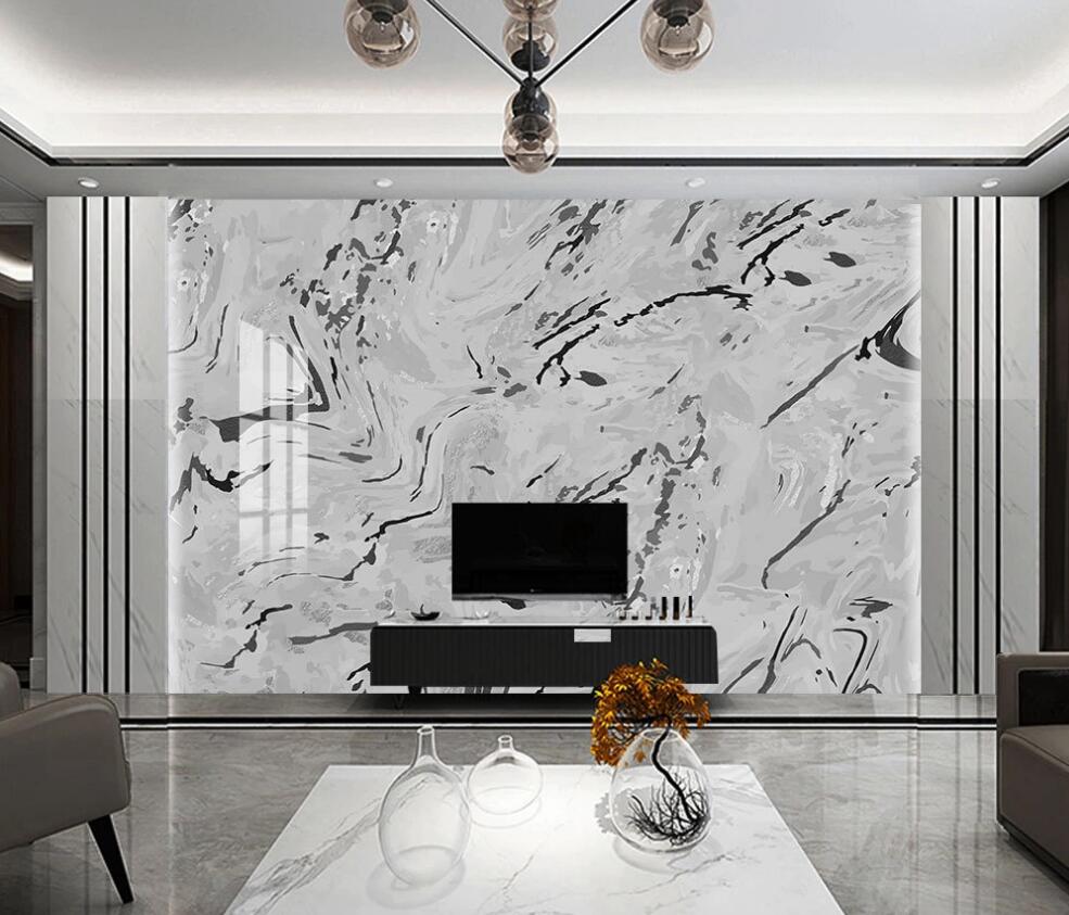 3D Light Gray And Rich Black 1568 Wall Murals