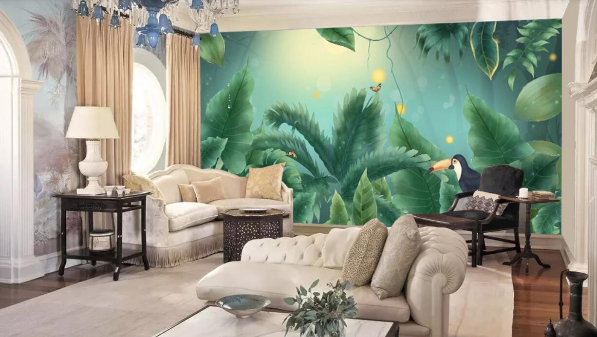3D Dark Green Landscape Firefly 1197 Wall Murals