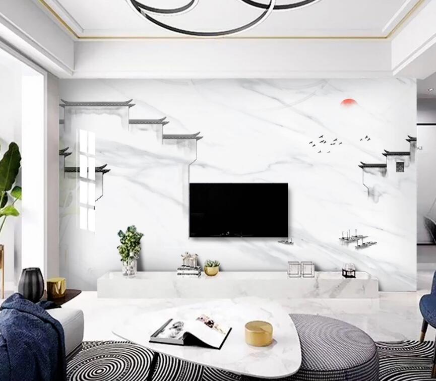 3D Lightly Outlined Classic Houses 1408 Wall Murals