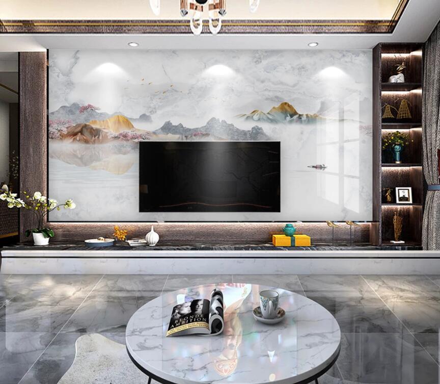 3D Colored Distant Mountains 1543 Wall Murals