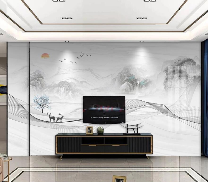 3D Pale Landscape Outline 1535 Wall Murals