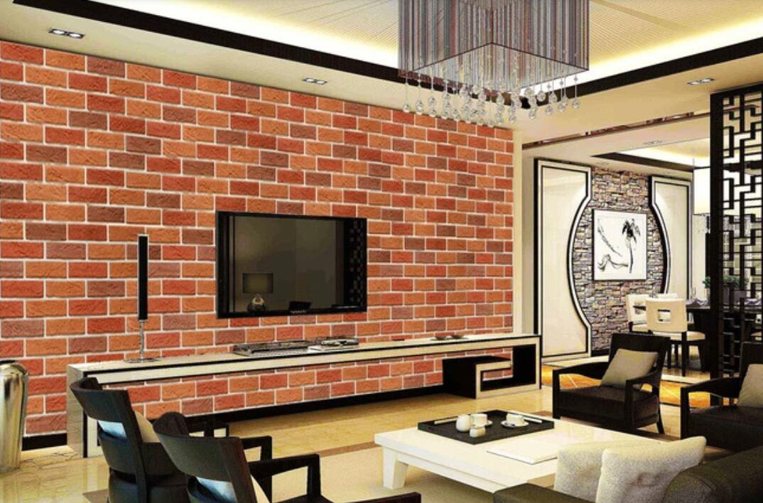 3D Red Brick Staggered 1104 Wall Murals
